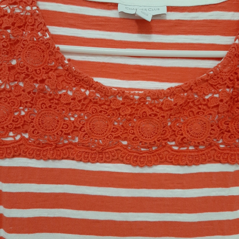Charter Club Stripe with Crochet Tank, Size Large - Picture 3 of 4